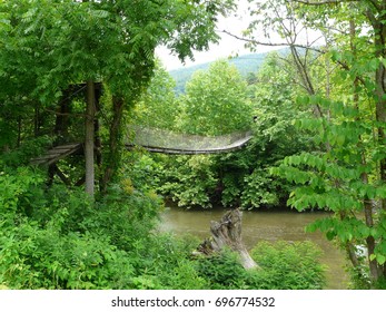 Swinging bridge, Harlan County, Kentucky.