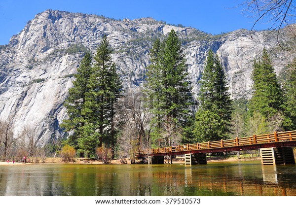 Swinging Bridge Picnic Area Yosemite National Stock Photo