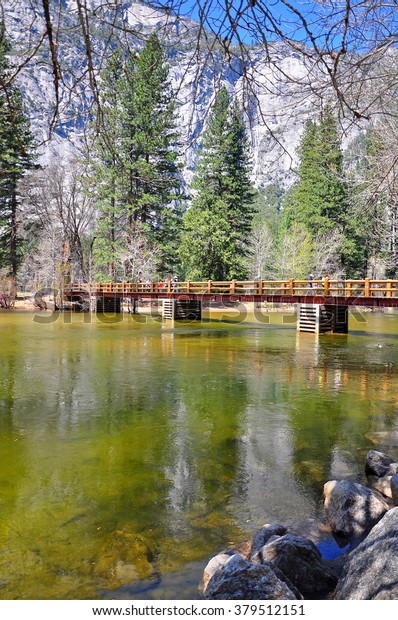 Swinging Bridge Picnic Area Yosemite National Stock Photo