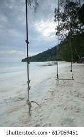 Swinging Rope Near Beach For People To Swing Like A Tarzan