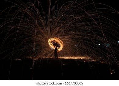 
Swinging The Shutter B At The Seaside At Night