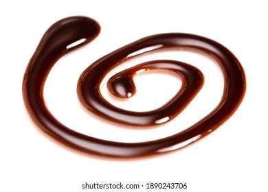 A Swirl Of Chocolate Sauce Isolated On A White Background 