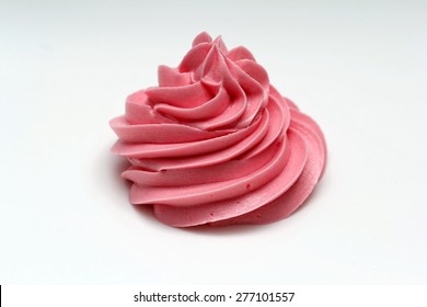 Swirl Pink Icing Cream On White Background