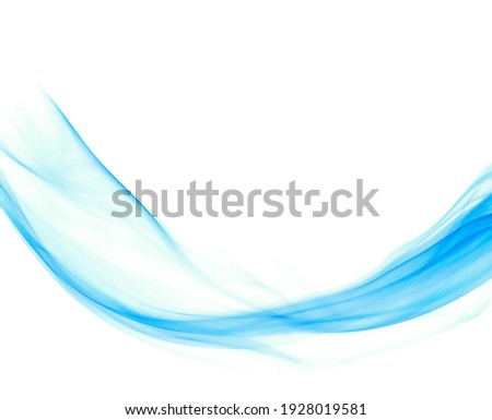 Swirling motion of blue smoke or fog group, abstract line isolated on white background