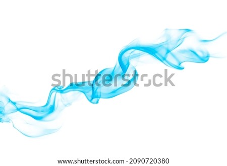 Swirling motion of blue smoke or fog group, abstract line isolated on white background