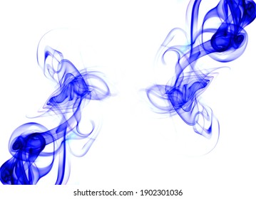 swirling movement of blue smoke group, abstract line Isolated on white background