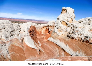 Swirling, Multicolored Formations Of Navajo Sandstone At White Pockets