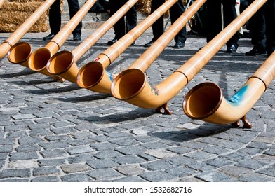 Swiss Alpenhorn Or Alpine Horn, Zermatt, Wallis, Switzerland