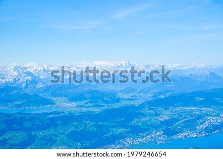 Swiss Alps in Switzerland. Aerial panoramic view