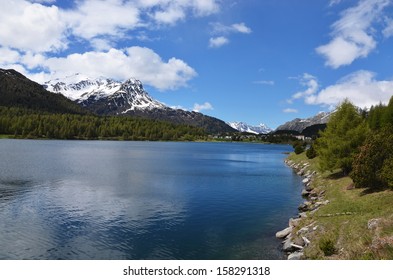 Swiss Alps-view Of The Lake Of Sils