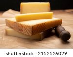 Swiss cheese collection, gruyere cheese made from unpasteurized cow