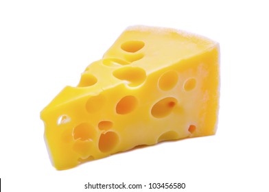 Swiss Cheese Isolated On A White Background