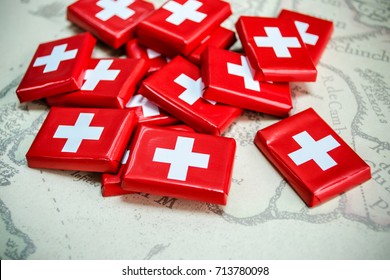 Swiss Chocolate Bars In Swiss Flag Package