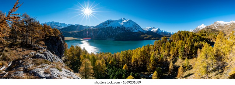 Swiss Colorful Autumn Engadin Sils