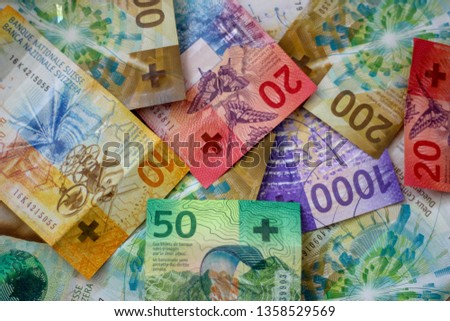Swiss franc different notes Foto stock © 