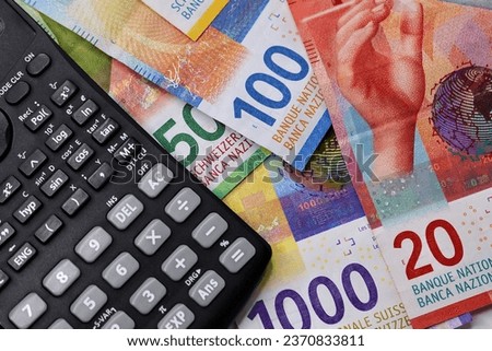 Swiss Francs, Switzerland Banknotes, Concept, Franc Loans, Bank Operations, Global Currency, close up. Business background.