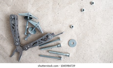 Swiss Knife, Bolts Of A Washer, Nut, Toggle Bolts, Crown Bolt