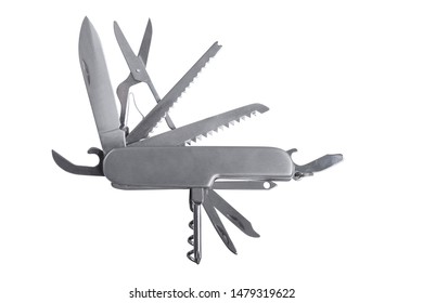 Swiss Knife On White Background