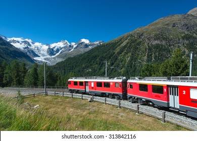 Swiss Mountain Train Bernina Express Crossed Alps