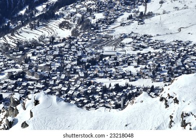 The Swiss Skiing Resort Of Verbier In The Snow