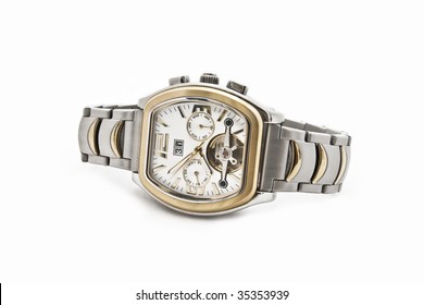 The Swiss solid men's watch on a white background - Shutterstock ID 35353939