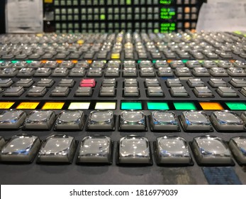 Switcher Buttons In Studio TV Station,Television Broadcast.