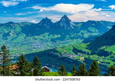Switzerland 2022, Beautiful view of the Alps, Fronalpstock, Morschach.