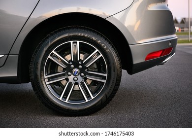 Switzerland, Bern - MAY, 27, 2020.  Closeup Of VOLVO XC60 2017 Year Model Tyre, And Wheel Rim.