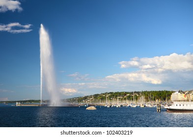 Switzerland, Geneva, View Of Lake Geneva And The City