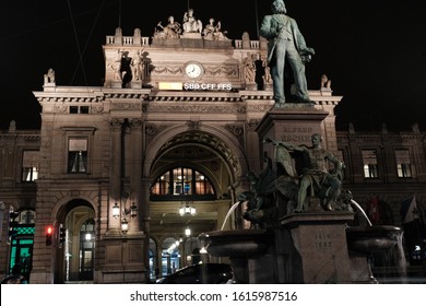 Zürich, Switzerland - January 2020:Zürich Hauptbahnhof (often Shortened To Zürich HB) Zürich Main Station  Is The Largest Railway Station In Switzerland