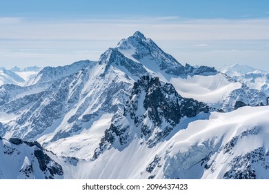Switzerland, Panoramic view on Snow Alps and Blue Sky around Titlis mountain - Shutterstock ID 2096437423