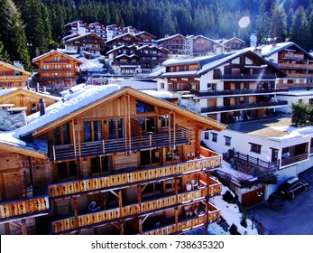 Switzerland, Verbier. Ski Resort In Swiss Alps. Valley View, Ski.