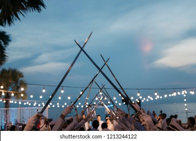 Sword Arch Ceremony Military Wedding Sea Stock Photo 1213244122   Sword Arch Ceremony Military Wedding 260nw 1213244122 