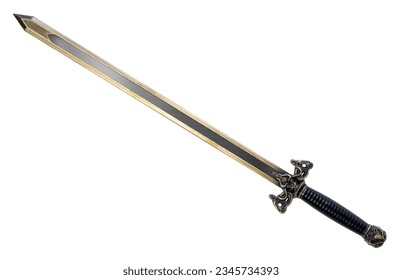 Sword or Rapier isolated on white background, Sliver sword with long blade on White Background With clipping path.