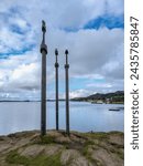 Swords in Rock (Sverd i fjell). Three large swords standing on a hill.Stavanger, Norway.