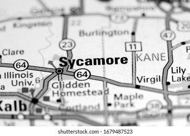 Sycamore. Illinois. USA On A Map