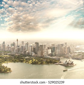 Sydney Aerial Skyline, Harbour Area.