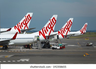 SYDNEY - APRIL 3: Aircrafts Of The Virgin Australia Fleet At Sydney Domestic Airport April 3th, 2014. Virgin Australia Is Australia's Second Largest Airline.