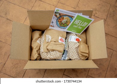 Sydney, Australia 2020-05-09 Hello Fresh Meal Kits In A Cardboard Box