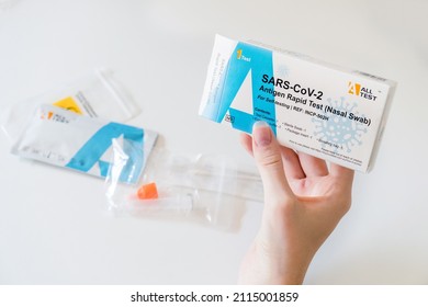 Sydney, Australia 2022-01-27 All Test Covid-19 Rapid Antigen Test Kit. Free Rat Tests For Student Back To School In NSW Australia.