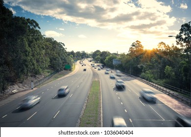 Sydney, Australia Afternoon Highway, Busy Car Traffic

