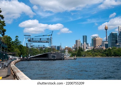 Sydney Australia Apr 2 2021, View Across Bay To City With Stage Of Outdoor Theatre In Foreground