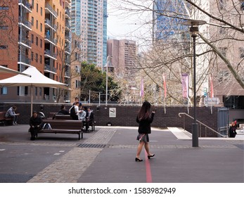 SYDNEY, AUSTRALIA - AUGUST 27, 2019: Students Resting Inside The Technical And Further Education (TAFE) Ultimo Campus