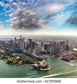 Sydney, Australia. Awesome Aerial View From Helicopter On A Beautiful Day.