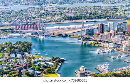 Sydney, Australia. Beautiful aerial view of Anzac Bridge area. - Shutterstock ID 732685381