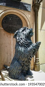 Sydney, Australia - Dec 16, 2018: Bronze Statue Of Islay; Queen Victoria’s Favorite Skye Terrier Dog, In A Begging Pose Outside Queen Victoria Building. In Central Business District (CBD).