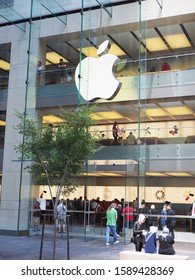 SYDNEY, AUSTRALIA - DECEMBER 15, 2019: Customers In And Outside Sydney Apple Store