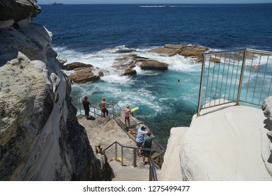 SYDNEY, AUSTRALIA - DECEMBER 25, 2018: Congee And Bondi Beach On Christmas Day.