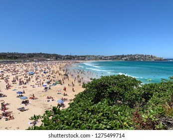 SYDNEY, AUSTRALIA - DECEMBER 25, 2018: Congee And Bondi Beach On Christmas Day.