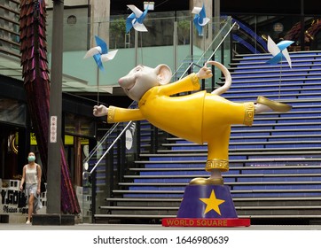 SYDNEY, AUSTRALIA. FEBRUARY 02 2020. Young Masked Woman In Sydney's China Town After Coronavirus Outbreak.